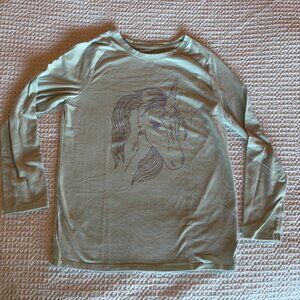 Cat & Jack Girls Mint Unicorn Long Sleeve Tee L 10/12